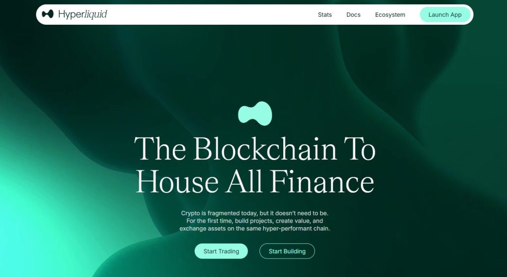 Hyperliquidの公式ホームページの画像