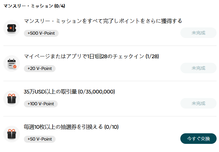 VantageTradingの会員マイページの画像