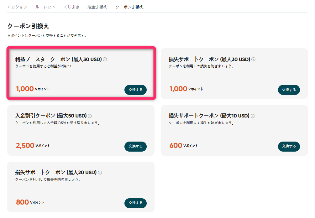 VantageTradingの会員マイページの画像